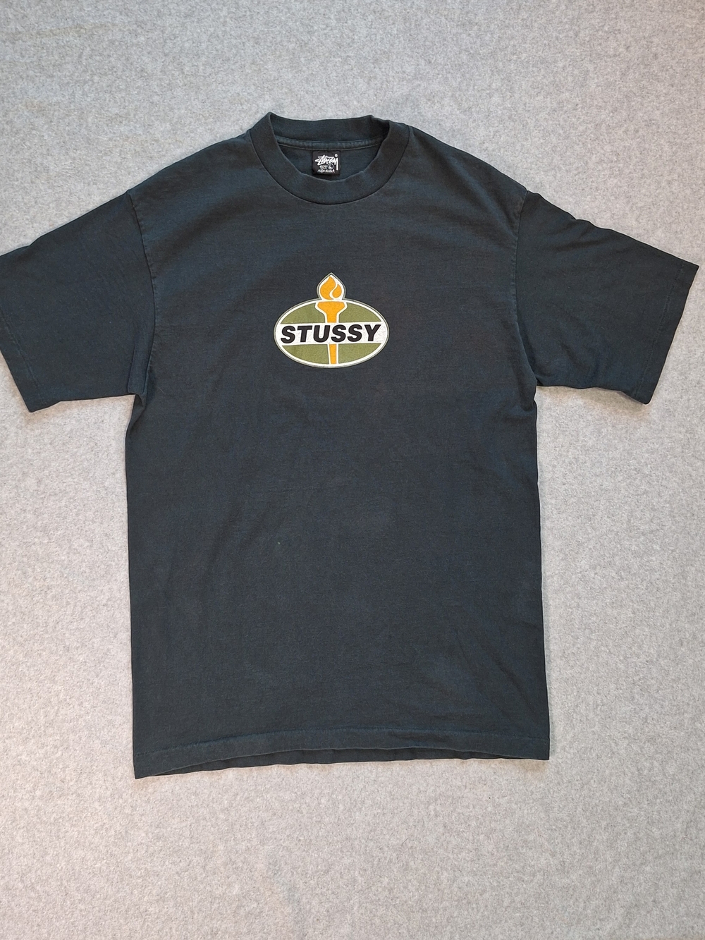 Rare Vintage Shawn Stussy Flame Logo Men's Size L Graphic Tee VTG